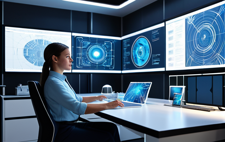 A professional virtual environment designer, fully clothed in a modest business casual outfit, sitting at a futuristic workstation. She is interacting with holographic 3D models of virtual architecture, with large transparent screens displaying intricate blueprints and immersive world designs. The background is a clean, modern design studio with soft ambient lighting. safe for work, appropriate content, professional, perfect anatomy, correct proportions, natural pose, well-formed hands, proper finger count, natural body proportions, high detail, realistic rendering.