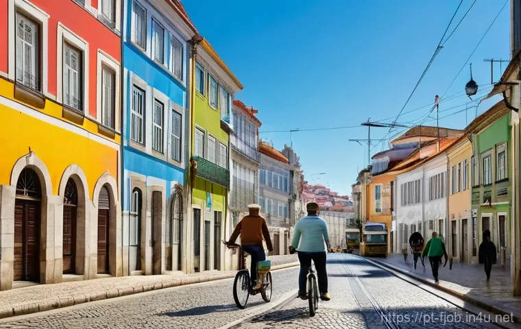 AI 콘텐츠 크리에이터 - **Prompt: "A vibrant, sun-drenched scene at a bustling Portuguese organic farmers' market. Families ...